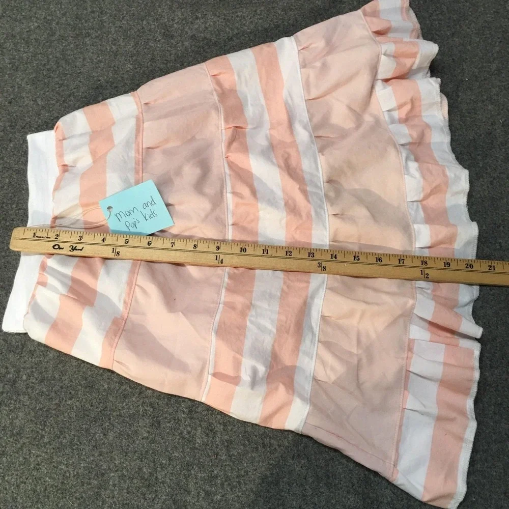 Skirt Girls‎ 4 100% Cotton Maxi Lined Pink Stripe Ruffle Tier Mom and Pop's Kids